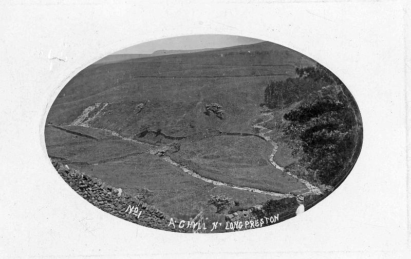 Waters Meet.jpg - The Scaleber and Bookil Gill Becks meet at Mason's Plantation, Long Preston around 1900. The next image shows the reverse of this postcard.